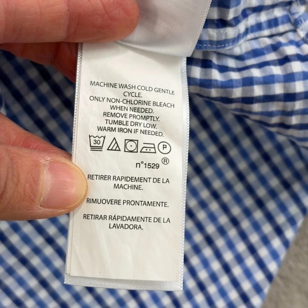 Polo Ralph Lauren Slim Fit Seersucker Shirt in Blue Gingham Check Men XL Pony